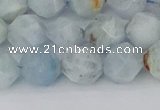 CAQ833 15.5 inches 10mm faceted nuggets aquamarine beads