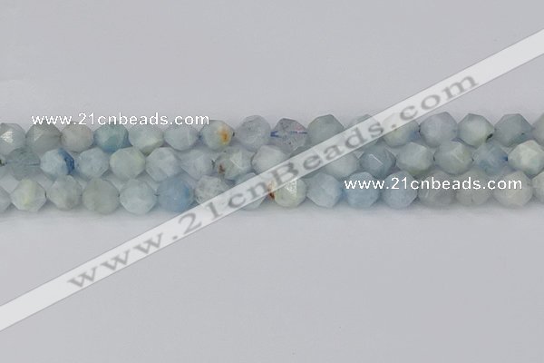 CAQ833 15.5 inches 10mm faceted nuggets aquamarine beads