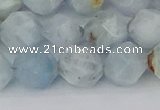 CAQ834 15.5 inches 12mm faceted nuggets aquamarine beads