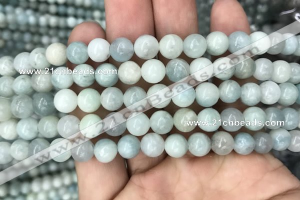 CAQ842 15.5 inches 8mm round aquamarine beads wholesale