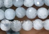 CAQ848 15.5 inches 6mm faceted round aquamarine beads wholesale