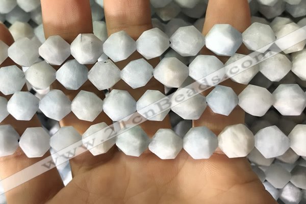 CAQ855 15.5 inches 10mm faceted nuggets aquamarine beads wholesale