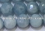 CAQ871 15.5 inches 8mmm faceted round aquamarine beads wholesale