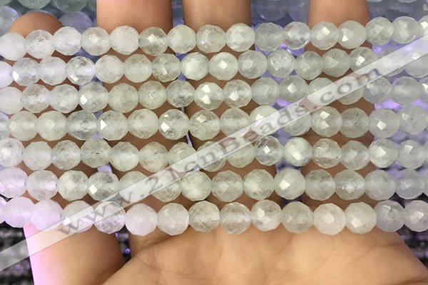 CAQ875 15.5 inches 6mm faceted round aquamarine gemstone beads