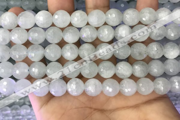 CAQ878 15.5 inches 10mm faceted round aquamarine gemstone beads