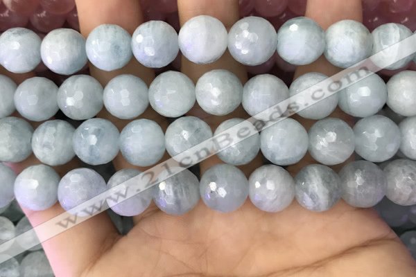 CAQ879 15.5 inches 11mm faceted round aquamarine gemstone beads