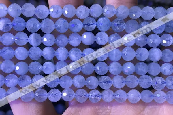 CAQ886 15.5 inches 6mm faceted round natural aquamarine beads