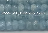 CAQ890 15.5 inches 3.5*6mm faceted rondelle aquamarine beads