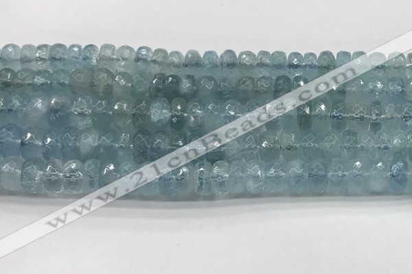 CAQ893 15.5 inches 5*9mm - 5*10mm faceted rondelle aquamarine beads