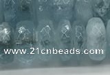 CAQ894 15.5 inches 5*12mm faceted rondelle aquamarine beads