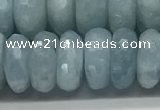 CAQ895 15.5 inches 6*12mm faceted rondelle aquamarine beads