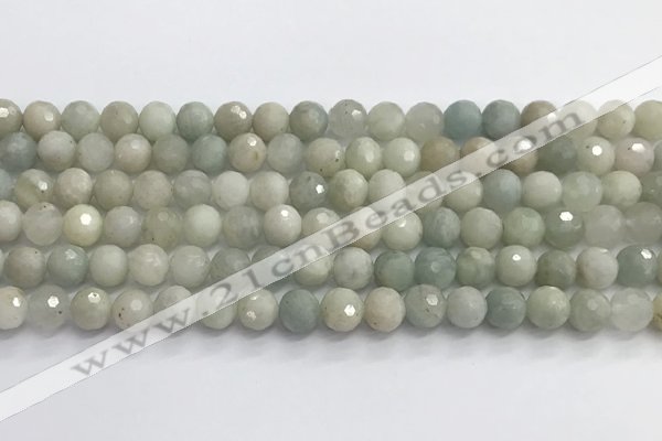 CAQ912 15.5 inches 8mm faceted round aquamarine beads wholesale