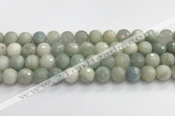 CAQ914 15.5 inches 12mm faceted round aquamarine beads wholesale