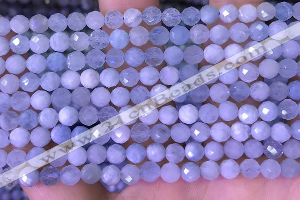 CAQ920 15.5 inches 5mm faceted round aquamarine gemstone beads