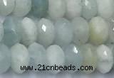 CAQ953 15 inches 6*8mm faceted rondelle aquamarine beads