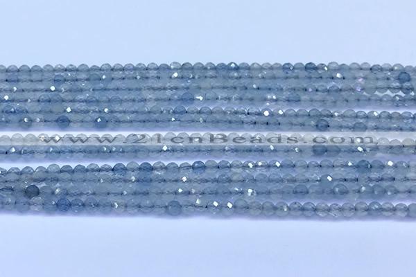 CAQ961 15 inches 3mm faceted round aquamarine beads