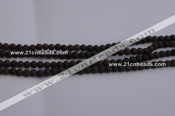 CAR208 15.5 inches 5mm - 6mm round matte natural amber beads