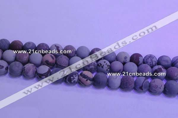 CAR306 15.5 inches 16mm round matte red artistic jasper beads