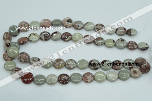 CAR32 15.5 inches 15mm flat round artistic jasper beads wholesale