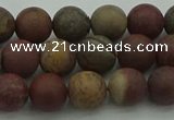 CAR361 15.5 inches 6mm round matte red artistic jasper beads