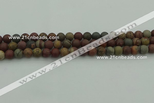 CAR361 15.5 inches 6mm round matte red artistic jasper beads