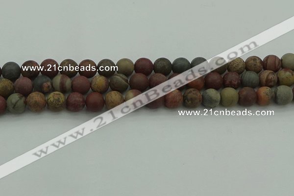 CAR362 15.5 inches 8mm round matte red artistic jasper beads