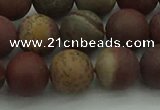 CAR363 15.5 inches 10mm round matte red artistic jasper beads