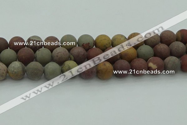 CAR365 15.5 inches 14mm round matte red artistic jasper beads