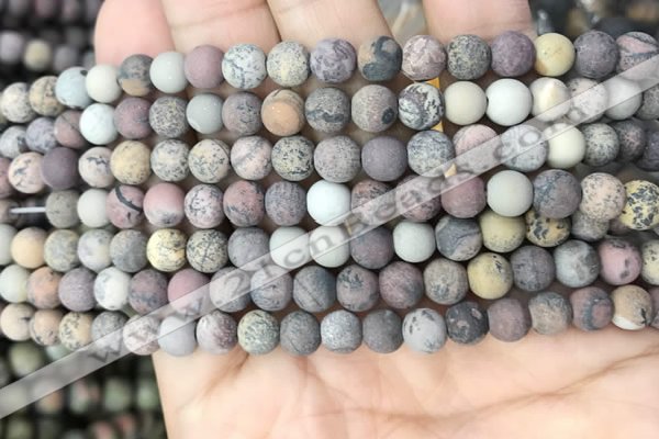 CAR370 15.5 inches 4mm round matte artistic jasper beads wholesale