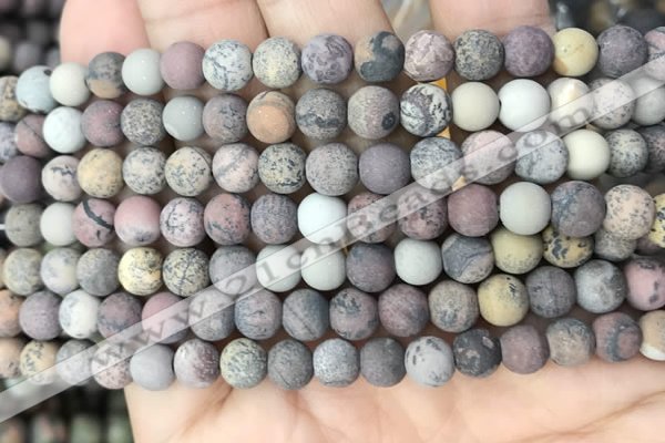 CAR371 15.5 inches 6mm round matte artistic jasper beads wholesale