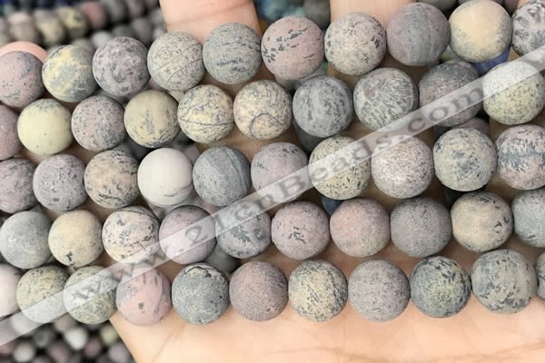 CAR373 15.5 inches 10mm round matte artistic jasper beads wholesale