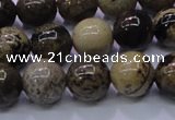 CAR52 15.5 inches 8mm round yellow artistic jasper beads