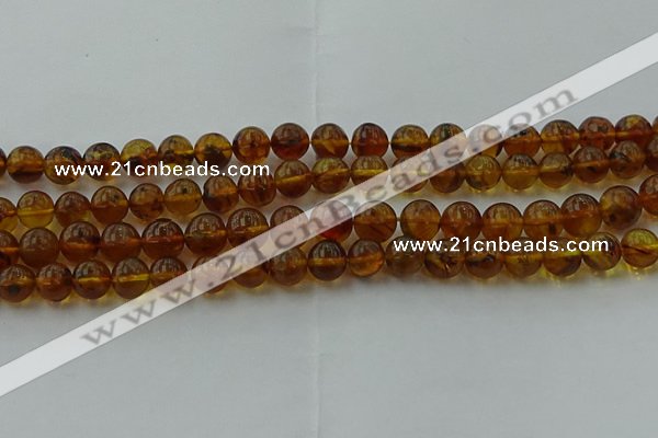 CAR527 15.5 inches 7mm - 8mm round natural amber beads wholesale