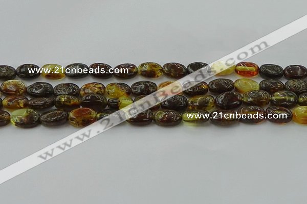 CAR546 15.5 inches 7*11mm - 8*12mm oval natural amber beads