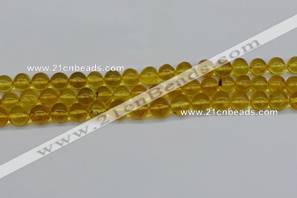 CAR564 15.5 inches 9mm - 10mm round natural amber beads wholesale