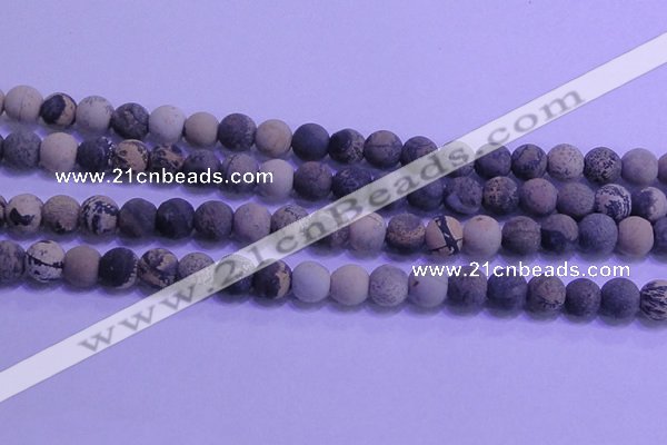 CAR63 15.5 inches 10mm round matte yellow artistic jasper beads