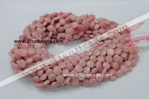 CAS15 15.5 inches 10mm flat round pink angel skin gemstone beads