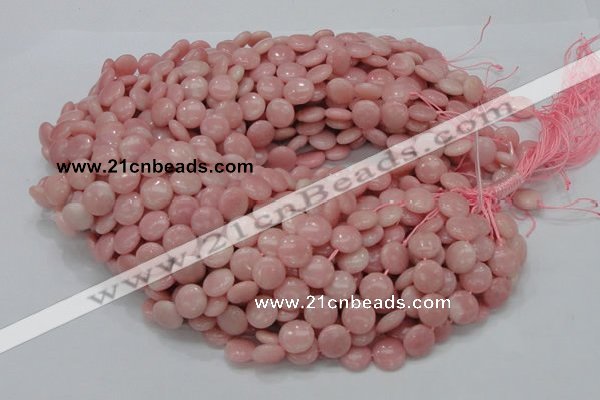 CAS16 15.5 inches 12mm flat round pink angel skin gemstone beads