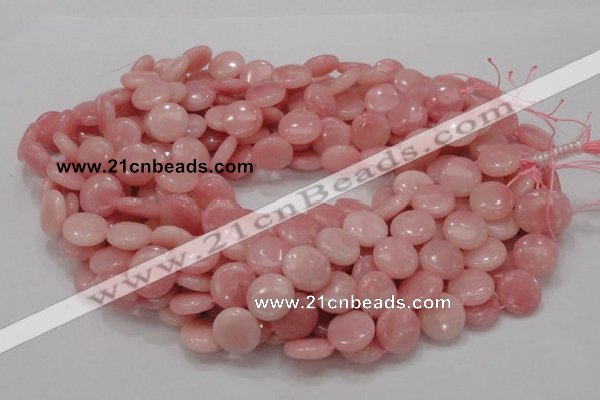 CAS17 15.5 inches 15mm flat round pink angel skin gemstone beads