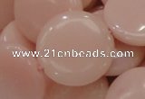 CAS18 15.5 inches 28mm flat round pink angel skin gemstone beads