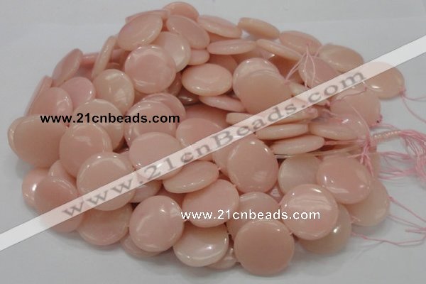 CAS18 15.5 inches 28mm flat round pink angel skin gemstone beads