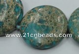 CAT08 15.5 inches 30mm flat round natural aqua terra jasper beads