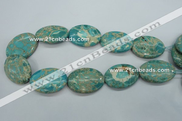 CAT101 15.5 inches 30*40mm oval dyed natural aqua terra jasper beads