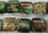 CAT115 15.5 inches 16*16mm square dyed natural aqua terra jasper beads