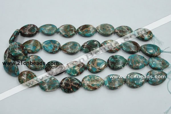CAT12 15.5 inches 18*25mm flat teardrop natural aqua terra jasper beads
