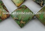 CAT134 22*22mm twisted diamond dyed natural aqua terra jasper beads