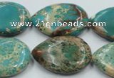 CAT14 15.5 inches 22*30mm flat teardrop natural aqua terra jasper beads