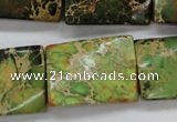 CAT142 18*25mm twisted rectangle dyed natural aqua terra jasper beads