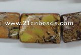 CAT148 18*25mm twisted rectangle dyed natural aqua terra jasper beads