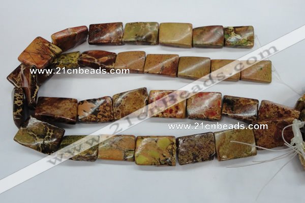 CAT148 18*25mm twisted rectangle dyed natural aqua terra jasper beads